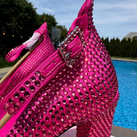 NWT Antonio Melani Hot Pink Size 10 Rhinestone Platform Pumps - Picture 9 of 12